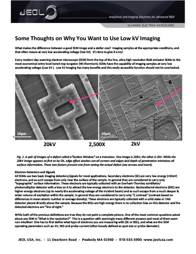 Some Thoughts on Low kV Imaging
